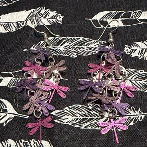 Purple and Pink Dragonfly Earrings